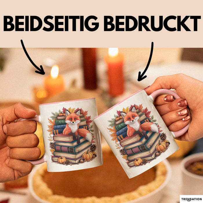 Fuchs Tierliebhaber Tasse Geschenk Lustige Geschenkidee Spruch Ästhetischer Fuchs Mit Buchlesung Rosa Trendation