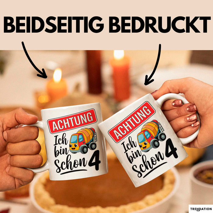 4. Geburtstag Tasse Geschenk Ich bin schon 4 Geschenkidee Geschenkidee Lustig Weiß Trendation