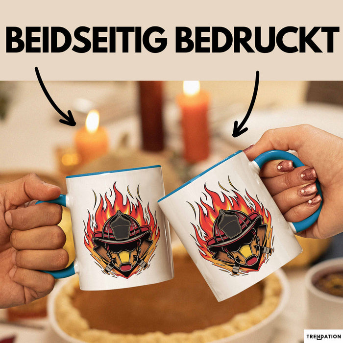 Feuerwehrmann Tasse Geschenkidee für Feuerwehrmann Spruch Blau Trendation