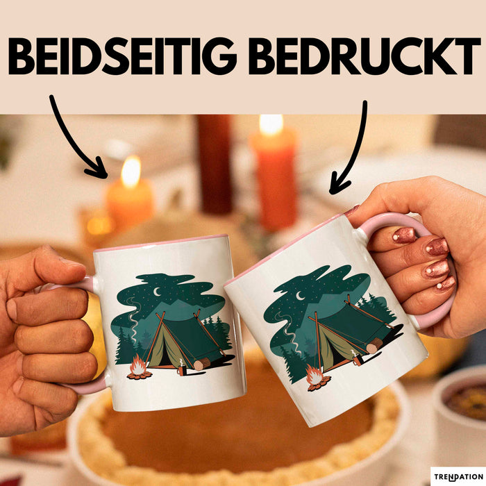 Camper Tasse Geschenkidee für Zeltleben Entdecker Rosa Trendation