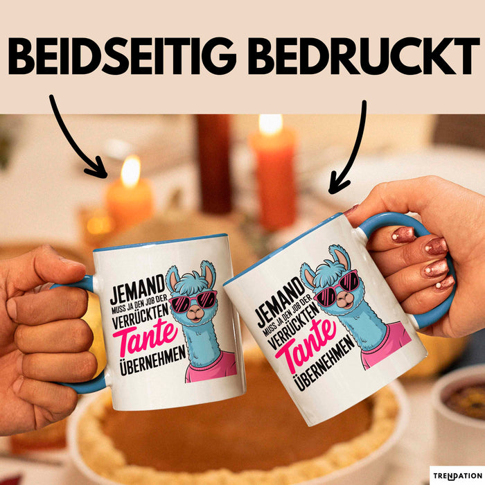 Tante Patentante Nichte Neffe Sarkasmus Tasse Becher Geschenk Lustige Geschenkidee Spruch Den Job Der Verrückten Tante Blau Trendation