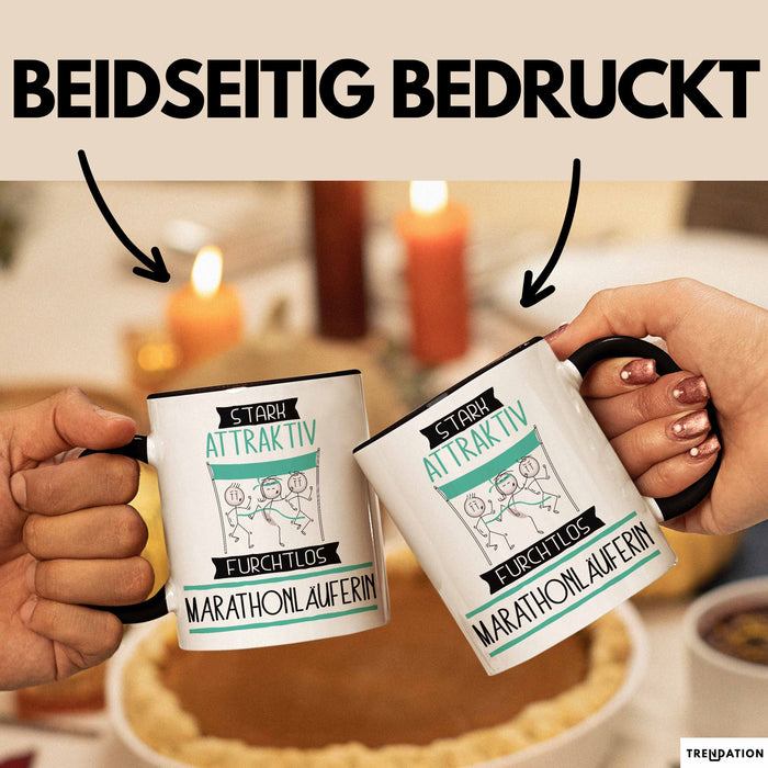 Marathonläuferin Tasse Geschenk Becher Stark Attraktiv Furchtlos Marathonläuferin Lustige Geschenkidee Trendation