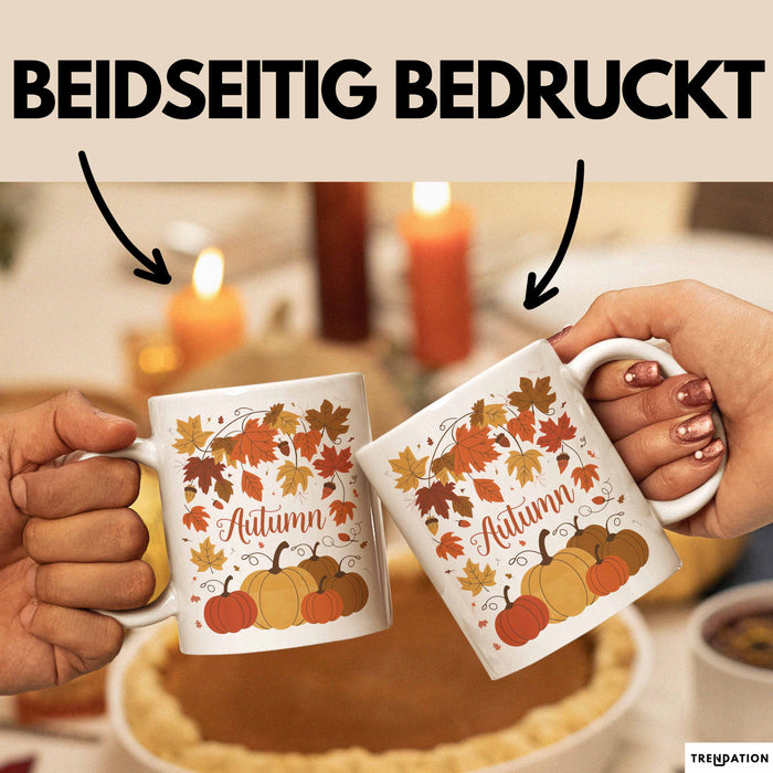 Herbstzeit Tasse Geschenkidee für Herbstliebhaber Weiß Trendation