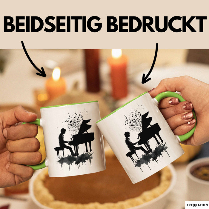 Klavier-Spieler Geschenk Tasse Grafik Piano Spielerin Geschenkidee Becher Grün Trendation