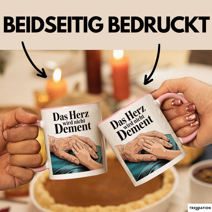 Krankenschwester Pflege Betreuung Tasse Geschenk Lustige Geschenkidee Spruch Das Herz Wird Nicht Dement Rosa Trendation