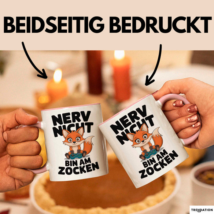 Fuchs Tierliebhaber Tasse Geschenk Lustige Geschenkidee Spruch Nerv Nicht Bin Am Zocken Rosa Trendation