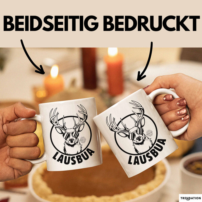 Lausbua Tasse Geschenk Oktober München Geschenkidee Hirsch Becher Weiß Trendation