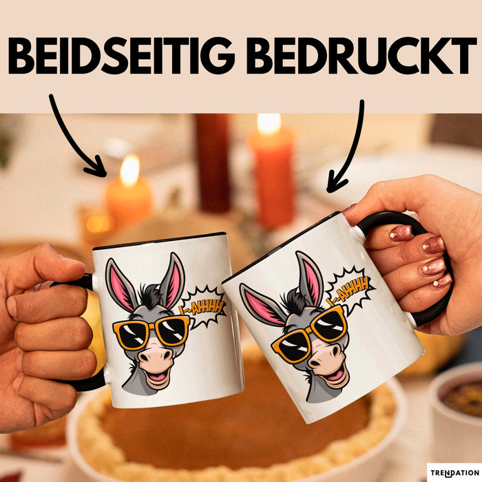 Esel Sonnenbrille Tasse Geschenk Lustige Geschenkidee Spruch Schwarz Trendation