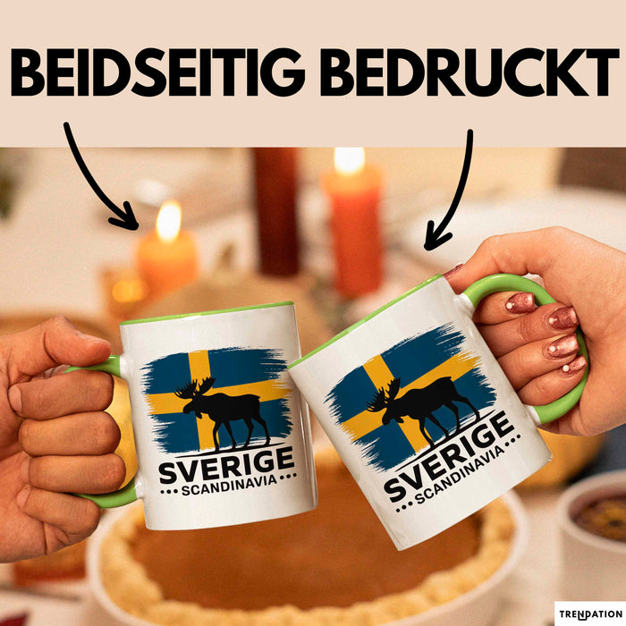 Schweden Skandinavien Schwedisch Tasse Geschenk Lustige Geschenkidee Spruch Elk Bull Sverige Scandinavia Grün Trendation