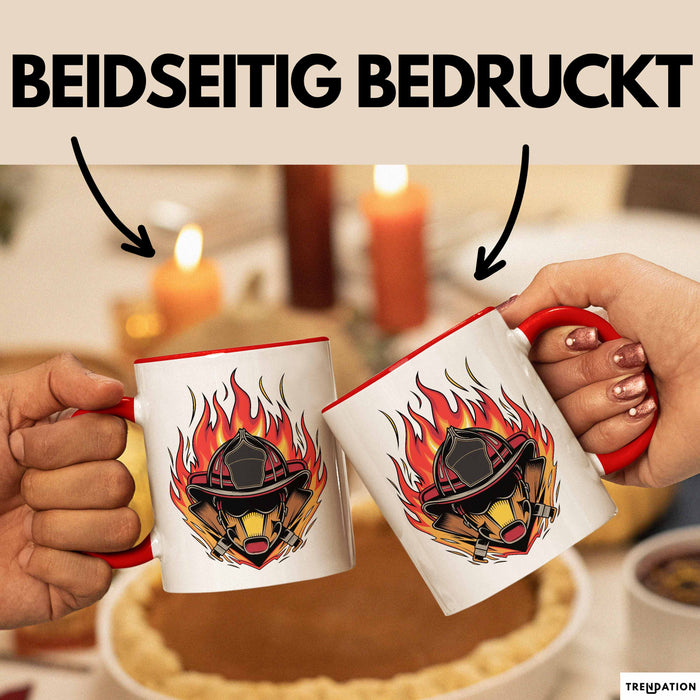 Feuerwehrmann Tasse Geschenkidee für Feuerwehrmann Spruch Rot Trendation