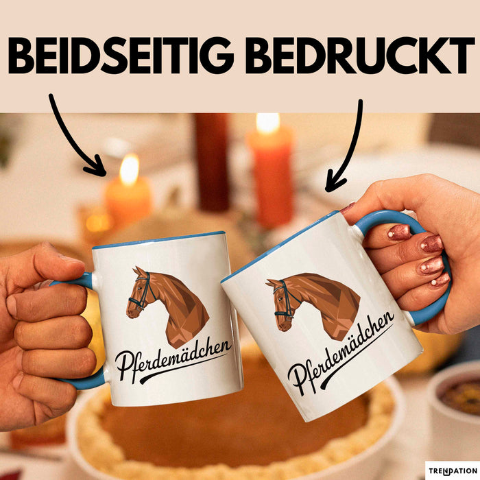 Pferde Tierliebhaber Tasse Geschenk Lustige Geschenkidee Spruch Pferdemädchen Blau Trendation