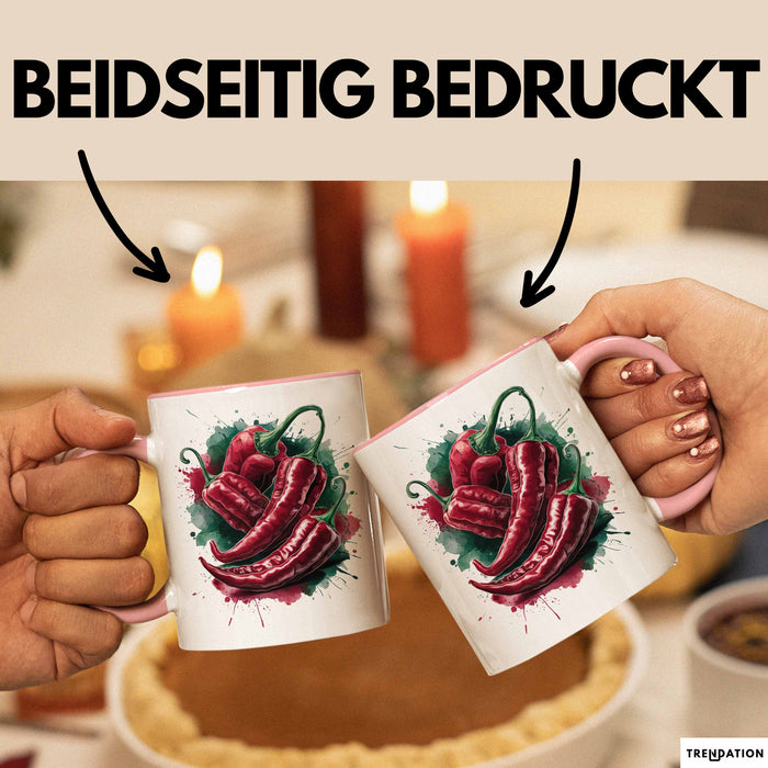 Chili Tasse Geschenk für Scharfesser Lustiger Spruch Rosa Trendation