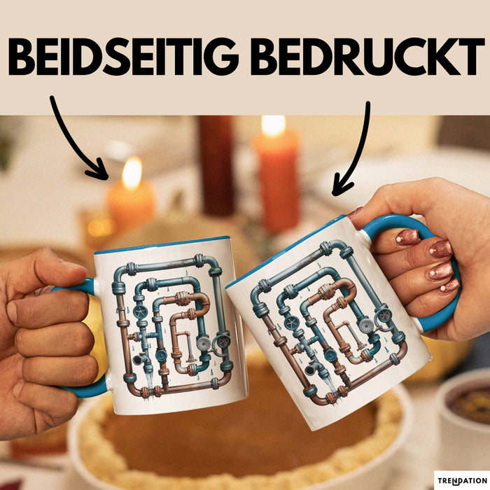 Klempner Tasse Geschenkidee für Rohrleger Lustiger Spruch Blau Trendation