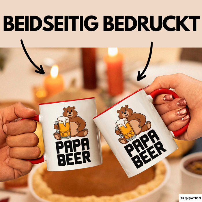 Papa Vatertag Tasse Becher Geschenk Lustige Geschenkidee Spruch Papa Bierbär Rot Trendation