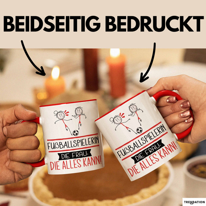 Fußballspielerin Geschenk Tasse Becher Die Frau Die Allen Kann Geschenkidee für eine Fußballspielerin Lustig Rot Trendation