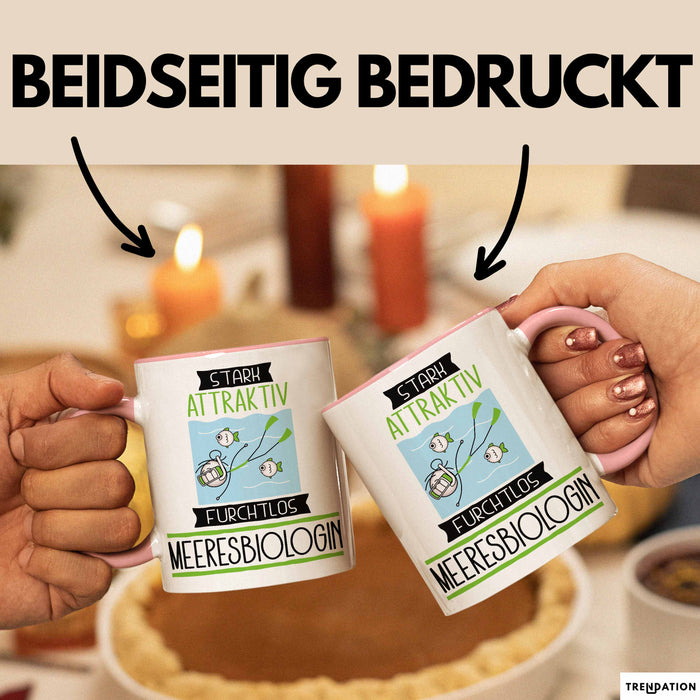 Meeresbiologin Tasse Geschenk Becher Stark Attraktiv Furchtlos Meeresbiologin Lustige Geschenkidee Rosa Trendation