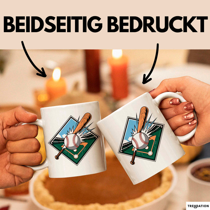 Baseballspieler Tasse Geschenkidee für Baseballliebhaber Weiß Trendation