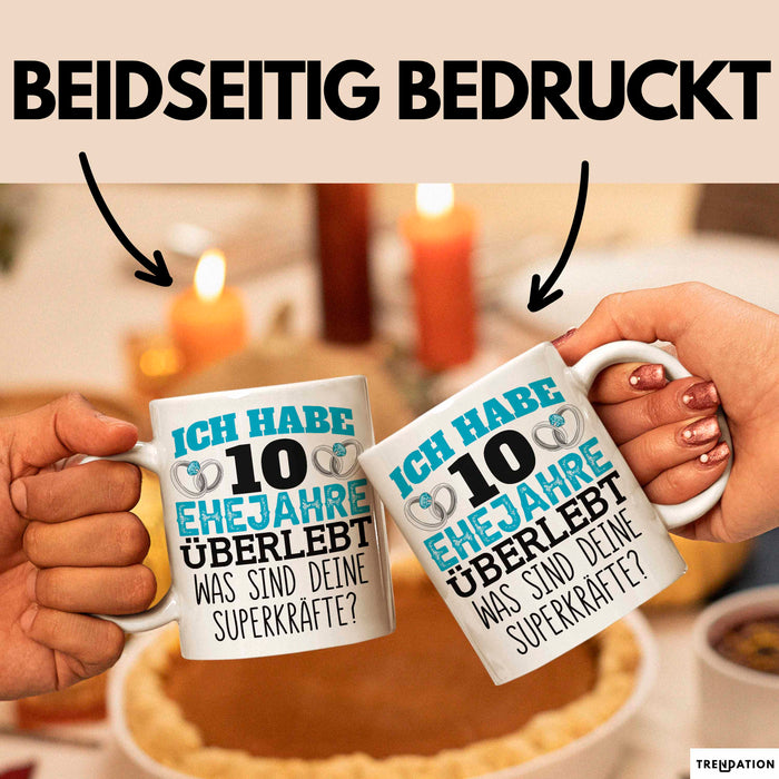 Rosenhochzeit Tasse Geschenk 10 Jahre Verheirtatet Geschenkidee Ehemann Ehefrau Becher Weiß Trendation