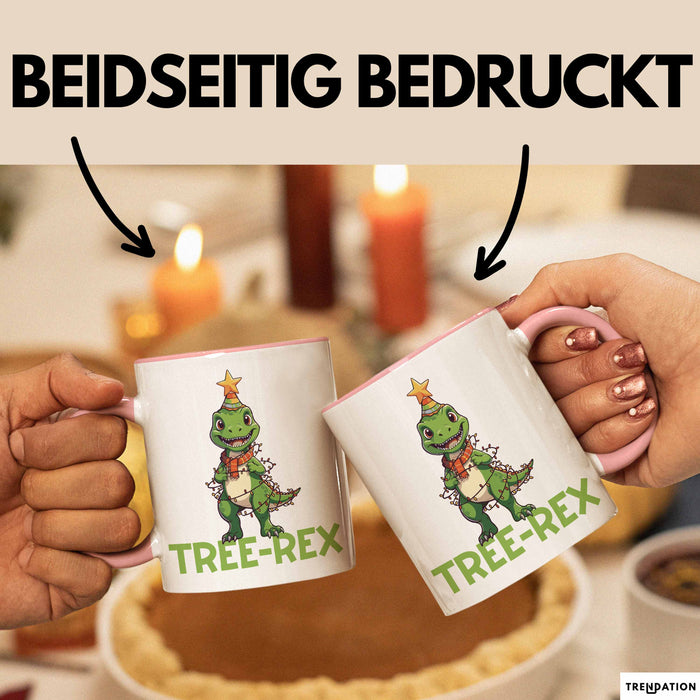 Tree-Rex Dinosaurier Tasse Weihnachten Geschenk Jungs Jungen Weihnachtsbaum T-Rex Rosa Trendation