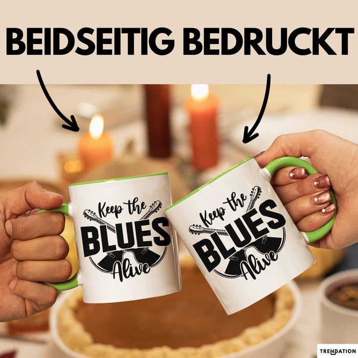 Jazz Tasse Geschenk Keep The Blues Alive Musik Becher Grün Trendation