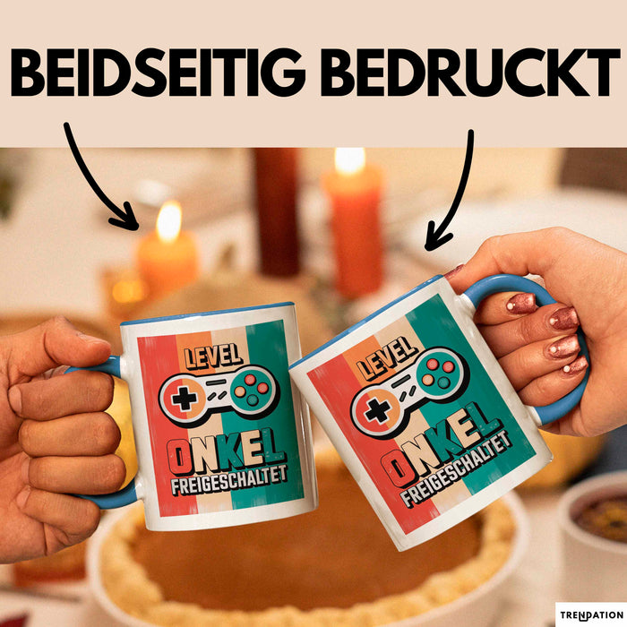 Onkel Gamer Sarkastisch Sarkasmus Tasse Geschenk Lustige Geschenkidee Spruch Level Onkel Freigeschaltet Blau Trendation
