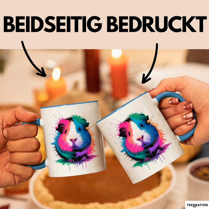 Buntes Meerschweinchen Tierliebhaber Tasse Geschenk Lustige Geschenkidee Spruch Blau Trendation