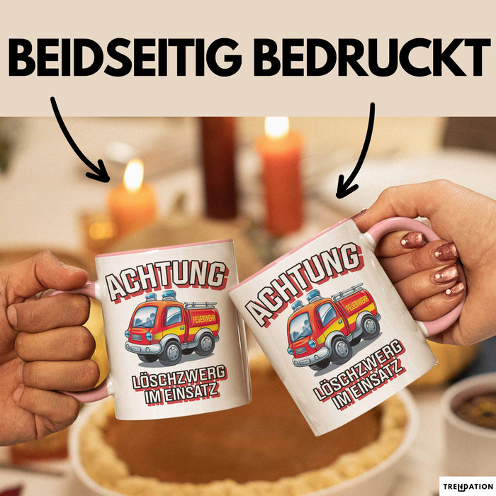 Feuerwehrmann Tasse Geschenk Feuerzwerg Im Einsatz Feuerwehr Rosa Trendation