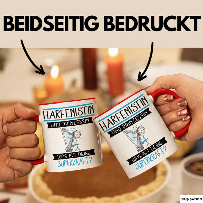 Harfenistin Und Prinzessin Tasse Geschenk Für Eine Harfenistin Geburtstag Was Ist Deine Superkraft Rot Trendation