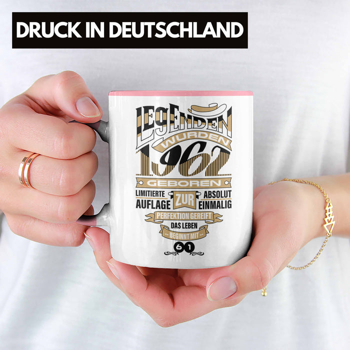 TRENDATION 60. Geburtstag Tasse Frau Mann Geschenk 60er Geschenkidee 60 Mutter Vater Rosa Trendation