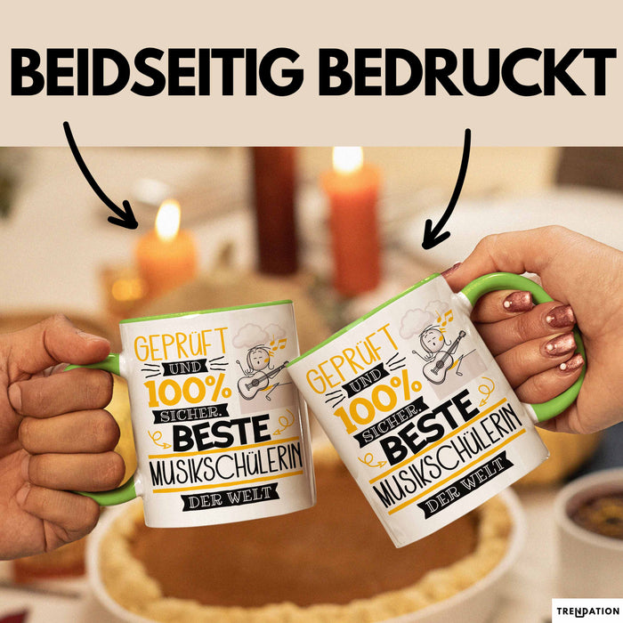 Beste Musikschülerin Der Welt Tasse Geschenk für Eine Musikschülerin Geprüft Und Sicher Geschenkidee Geburtstag Weihnachten Grün Trendation
