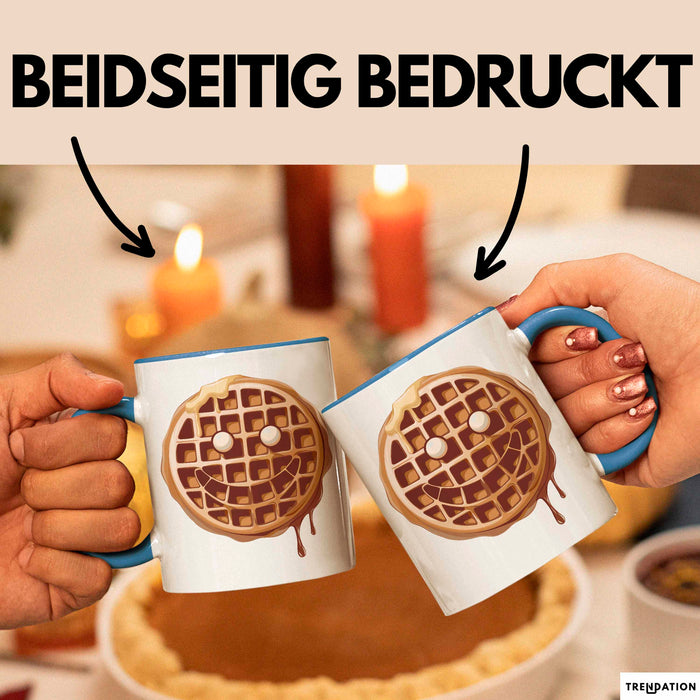 Waffel Liebhaber Tasse Geschenkidee für Sirup Fan Frühstück Blau Trendation