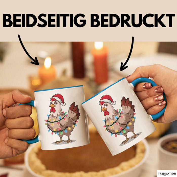 Huhn Weihnachtsfeier Tasse Geschenk Lustige Geschenkidee Spruch Blau Trendation