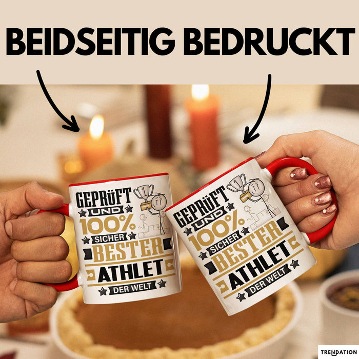 Athlet Geschenk Lustiger Spruch für Athlet Geschenkidee Bester Athlet Der Welt Rot Trendation