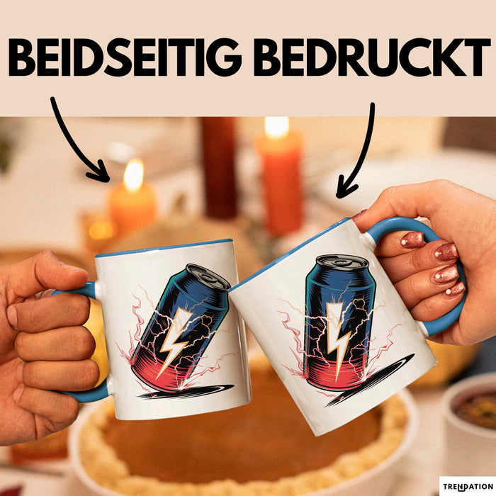 Energydrink Süchtiger Tasse Geschenkidee Koffein Liebhaber Blau Trendation