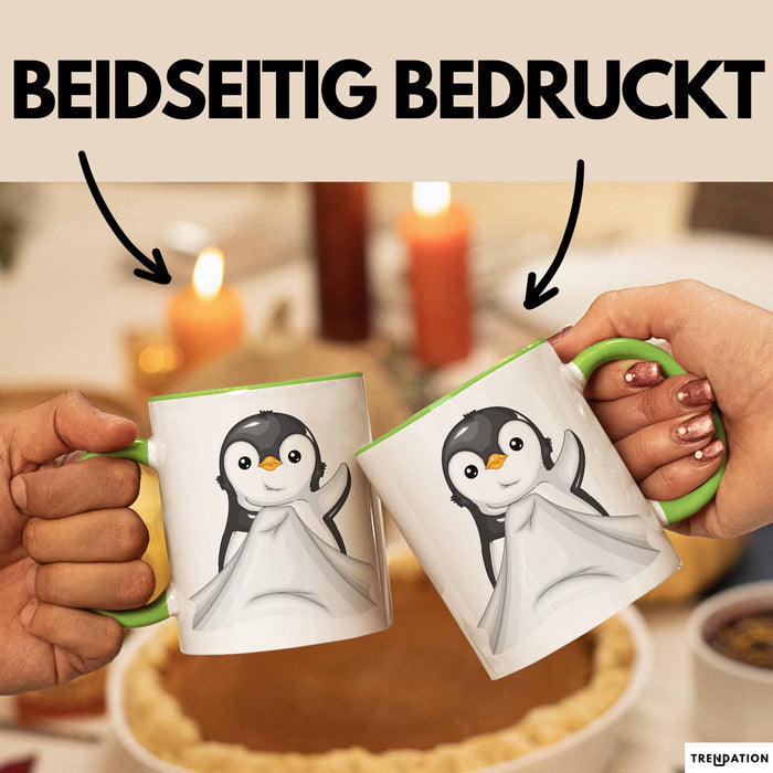 Lustige Tasse Geschenk Klein Pinguin Süßer Becher Spruch Grün Trendation