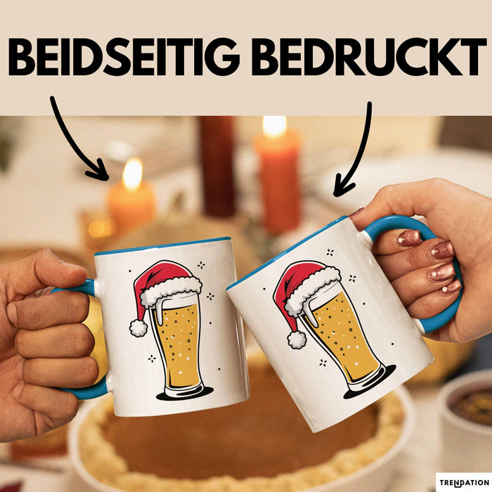 Bier Weihnachtsfeier Tasse Geschenk Lustige Geschenkidee Spruch Blau Trendation