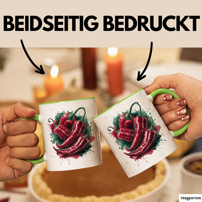 Chili Tasse Geschenk für Scharfesser Lustiger Spruch Grün Trendation