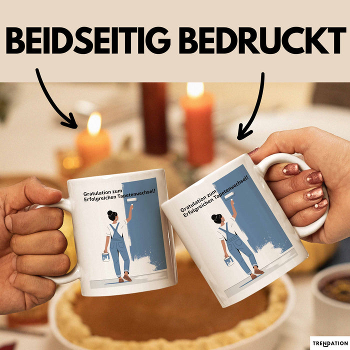 Schüler Abschluss Tasse Geschenk Lustige Geschenkidee Spruch Gratulation Zum Erfolgreichen Tapetenwechsel Weiß Trendation