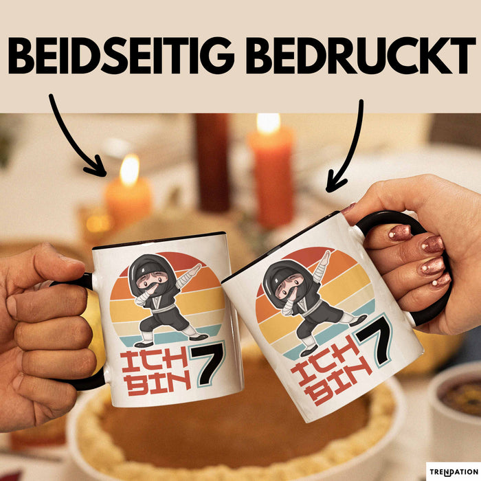 Kinder Tasse Geschenk Ich Bin 7 Ninja Junge Geburtstag Spruch Schwarz Trendation