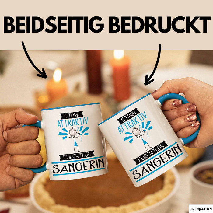 Sängerin Tasse Geschenk Becher Stark Attraktiv Furchtlos Sängerin Lustige Geschenkidee Blau Trendation