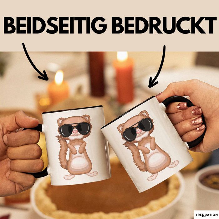 Frettchen Tasse Geschenk Sonnenbrille Grafik Lustige Geschenkidee Schwarz Trendation