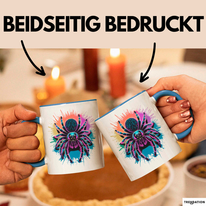Spinne Vogelspinne Tier Tasse Geschenk Lustige Geschenkidee Spruch Blau Trendation
