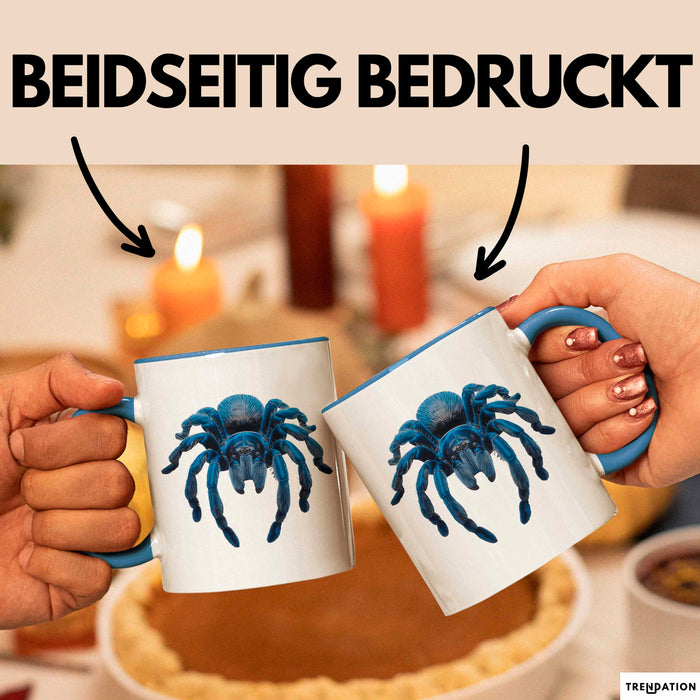 Spinne Vogelspinne Tier Tasse Geschenk Lustige Geschenkidee Spruch Blau Trendation