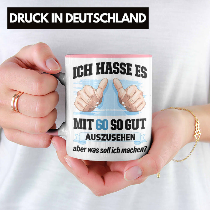 Trendation - 60. Geburtstag Tasse Frau Männer Geschenk 60er Geschenkidee 60 Mutter Vater Mann Frauen Lustig Geschenke Deko Rosa Trendation