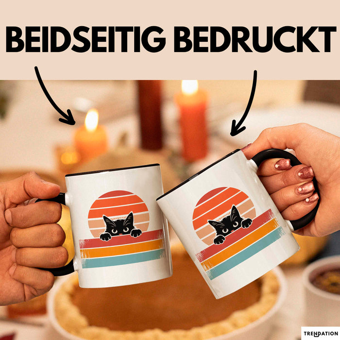 Katzen Tierliebhaber Vintage Tasse Geschenk Lustige Geschenkidee Spruch Schwarz Trendation