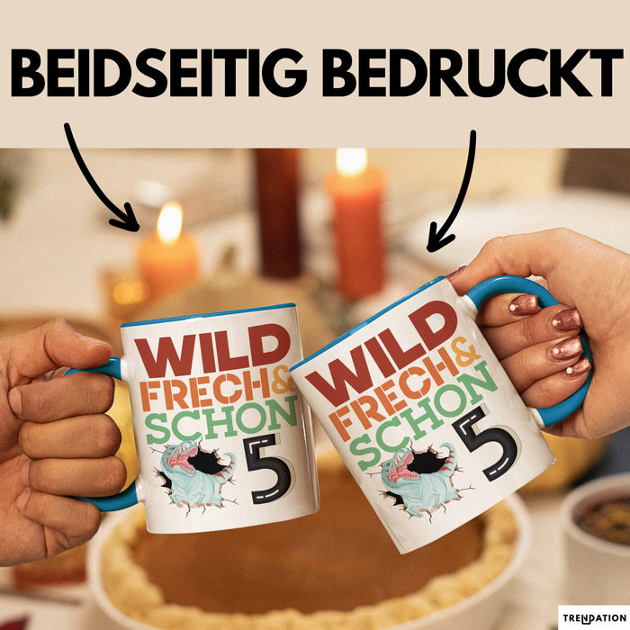 5. Geburtstag Geschenk Tasse Becher Wild Frech Und Schon 5 Blau Trendation