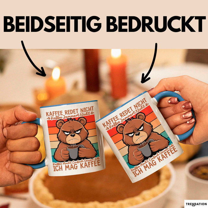 Kaffeeliebhaber Tasse Geschenk Lustige Geschenkidee Spruch Kaffee Macht Einfach Seinen Job Ich Mag Kaffee Blau Trendation