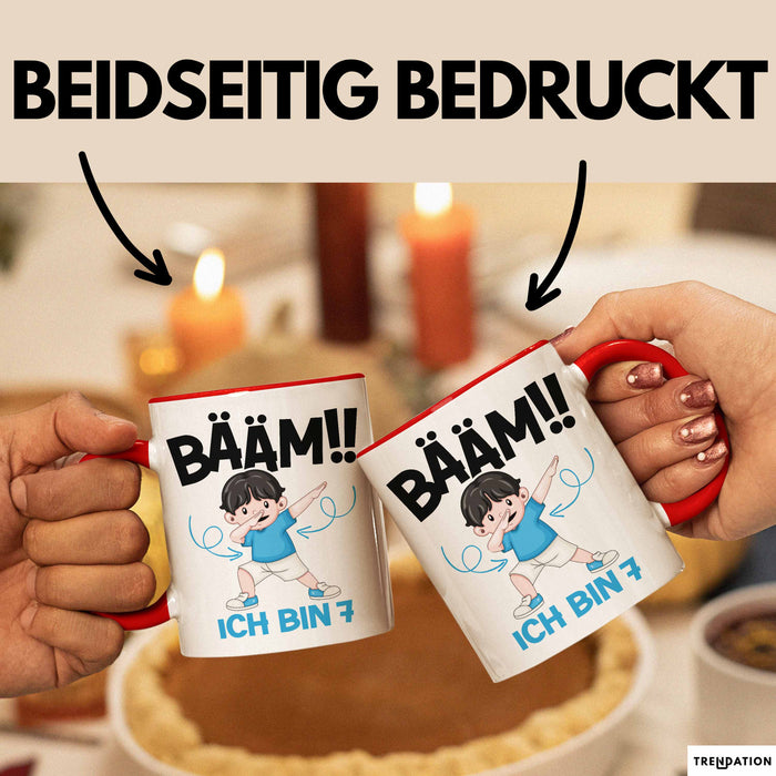 Tasse BÄÄM Ich bin 7 Kindergeburtstagsgeschenk mit DabTanz Rot Trendation