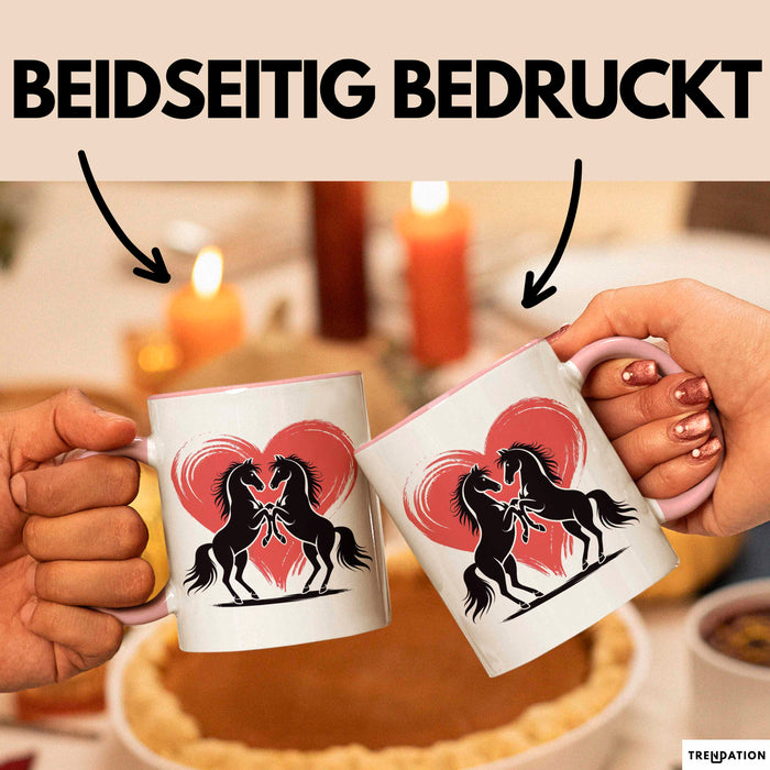 Pferd Tier Herz Tasse Geschenk Lustige Geschenkidee Spruch Rosa Trendation