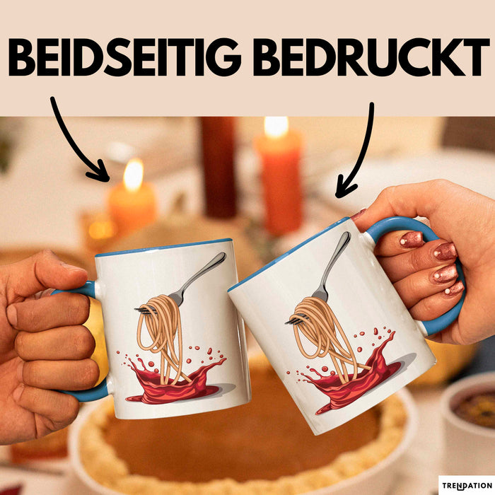 Pasta Fan Tasse Geschenkidee für Italienisches Essen Blau Trendation